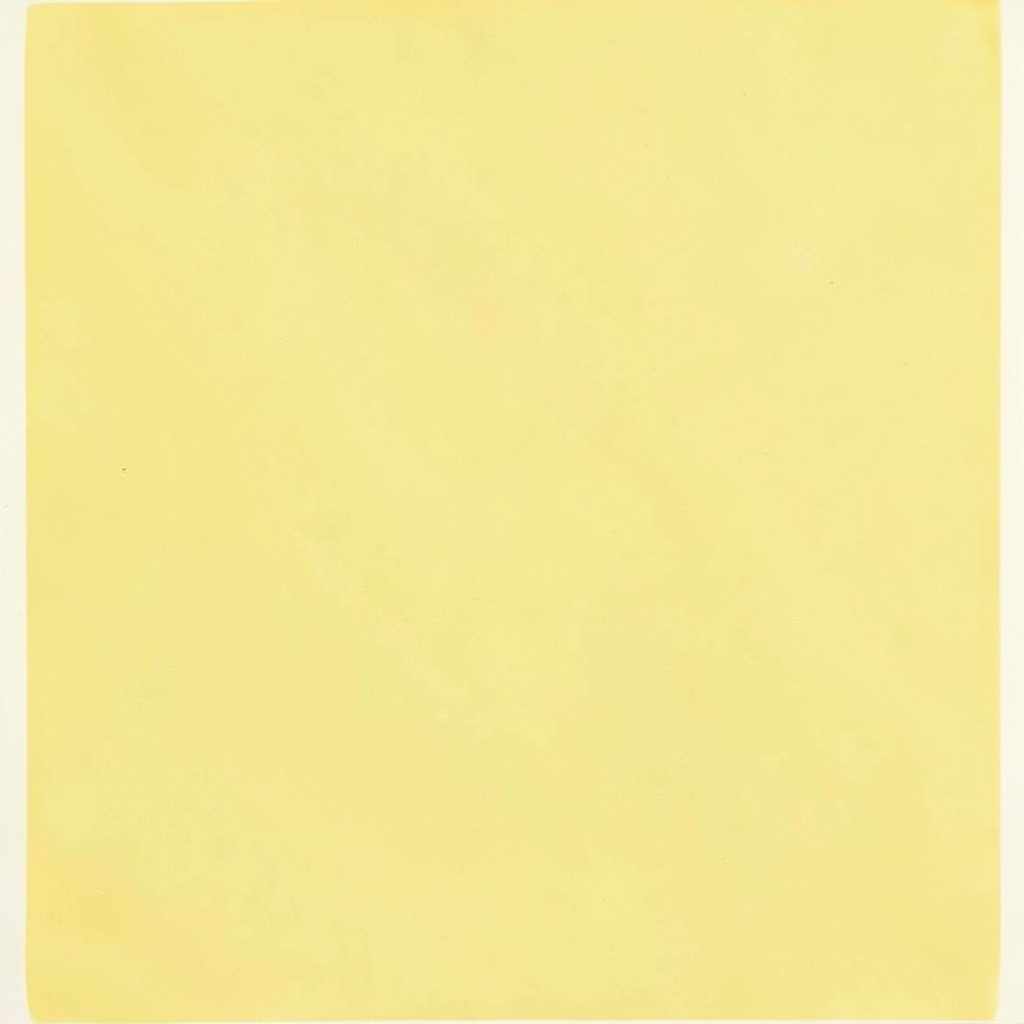 A matte gouache poster painting of a sunlit kindergarten classroom corner with a small round table, colorful paper cutouts on the wall, and soft morning light in warm cream and pale yellow tones.